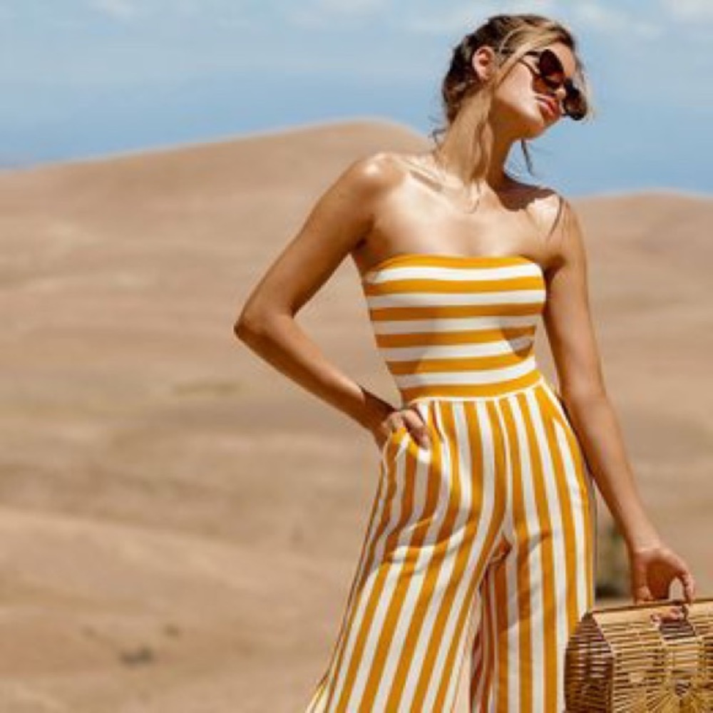 💛 NWT Striped Bandeau Jumpsuit 💛